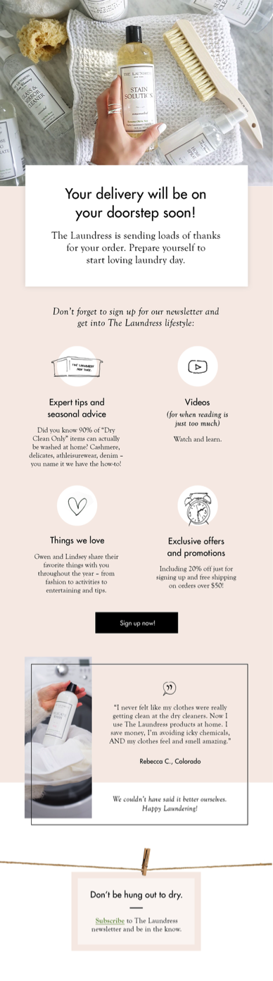 The Laundress Post-purchase Email